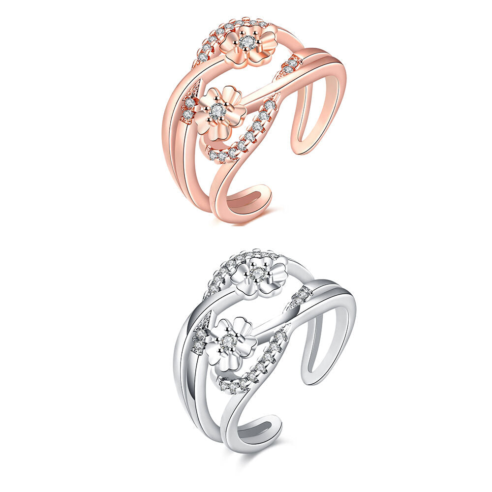 Rose Gold Platinum Plated Fashion Ring AAA Zirconia Women knuckle B335