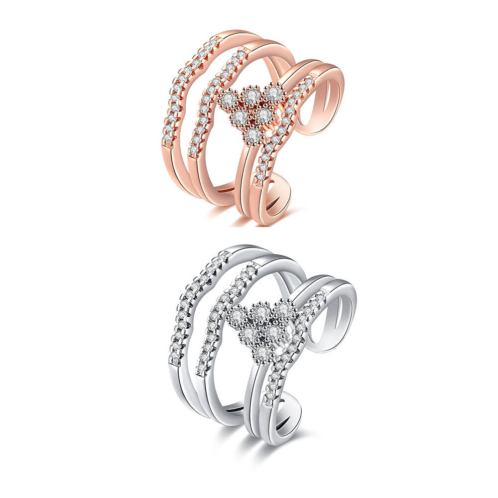 Rose Gold Platinum Plated Fashion Ring AAA Zirconia Women knuckle B332