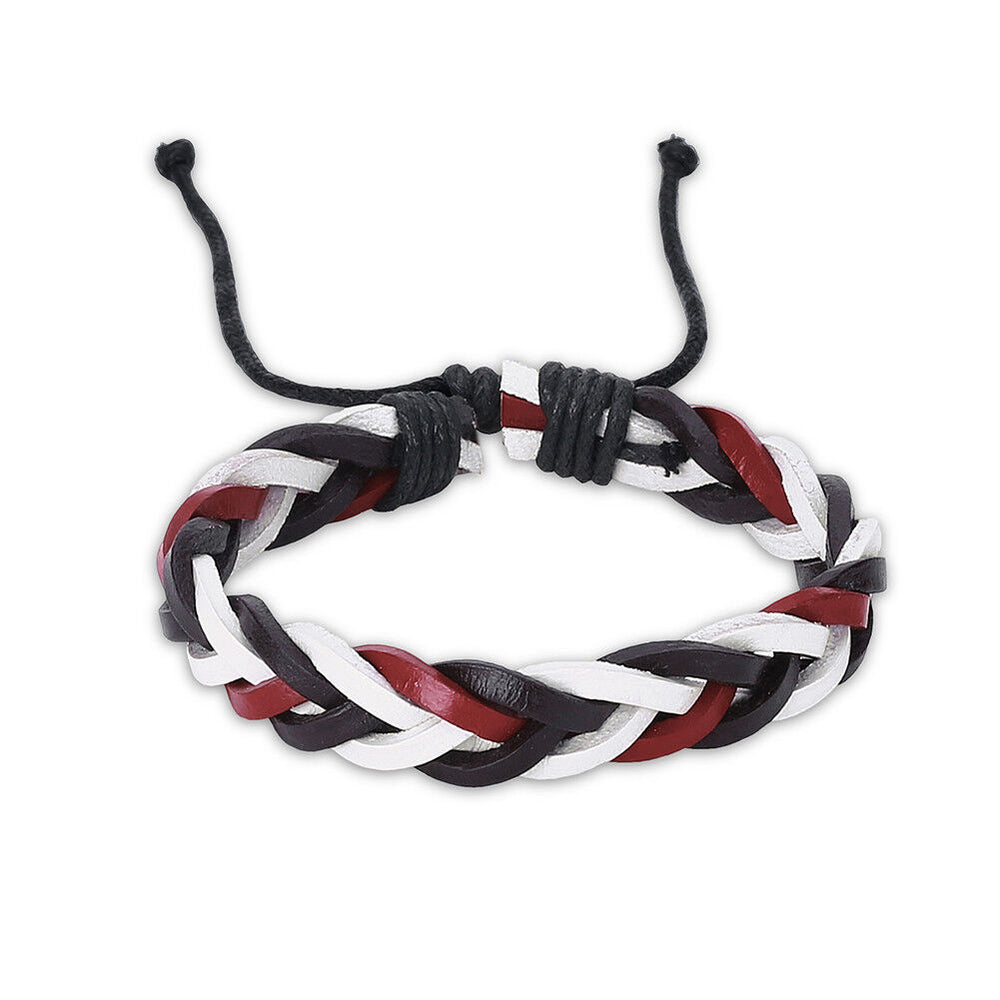 Leather Bracelet Adjustable Size Handmade 11MM Lace Up Clasp L485