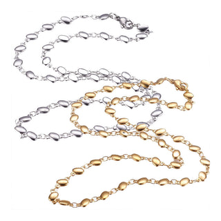 Stainless Steel Necklace Lobster Ion Plating IP Oval Gold 17.7" 45cm Z636