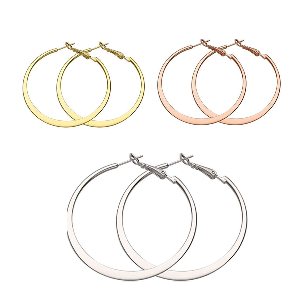 Hoop White Yellow Rose Gold Plated French Back Hoop Earrings L134