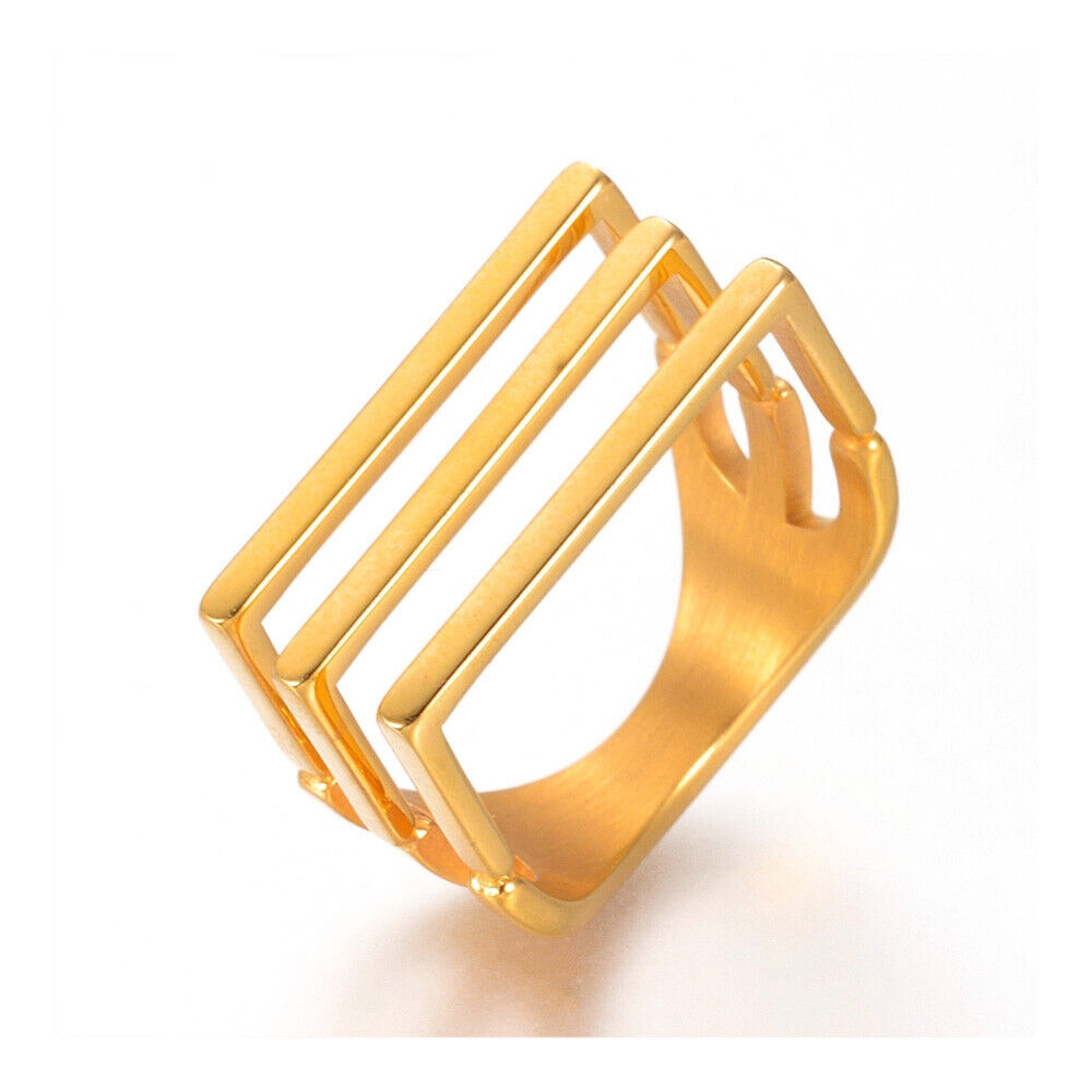 304 Stainless Steel Finger Rings Gold Size 7 17mm A17
