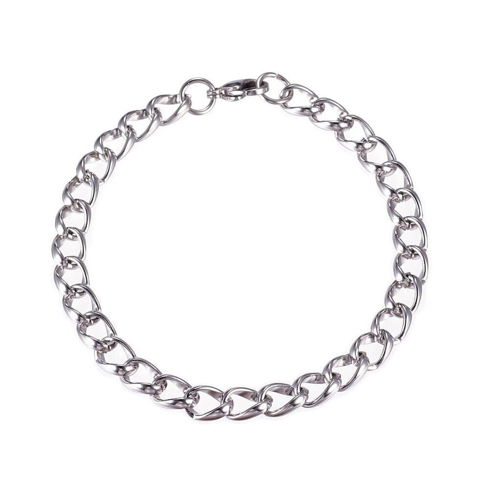 Stainless Steel Bracelet Lobster Clasp Bracelet Silver 8.5" Z40