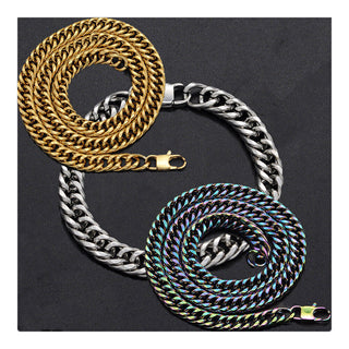 304 Stainless Steel Curb Twisted Chain Necklace Lobster Gold 18-26" 10mm A417