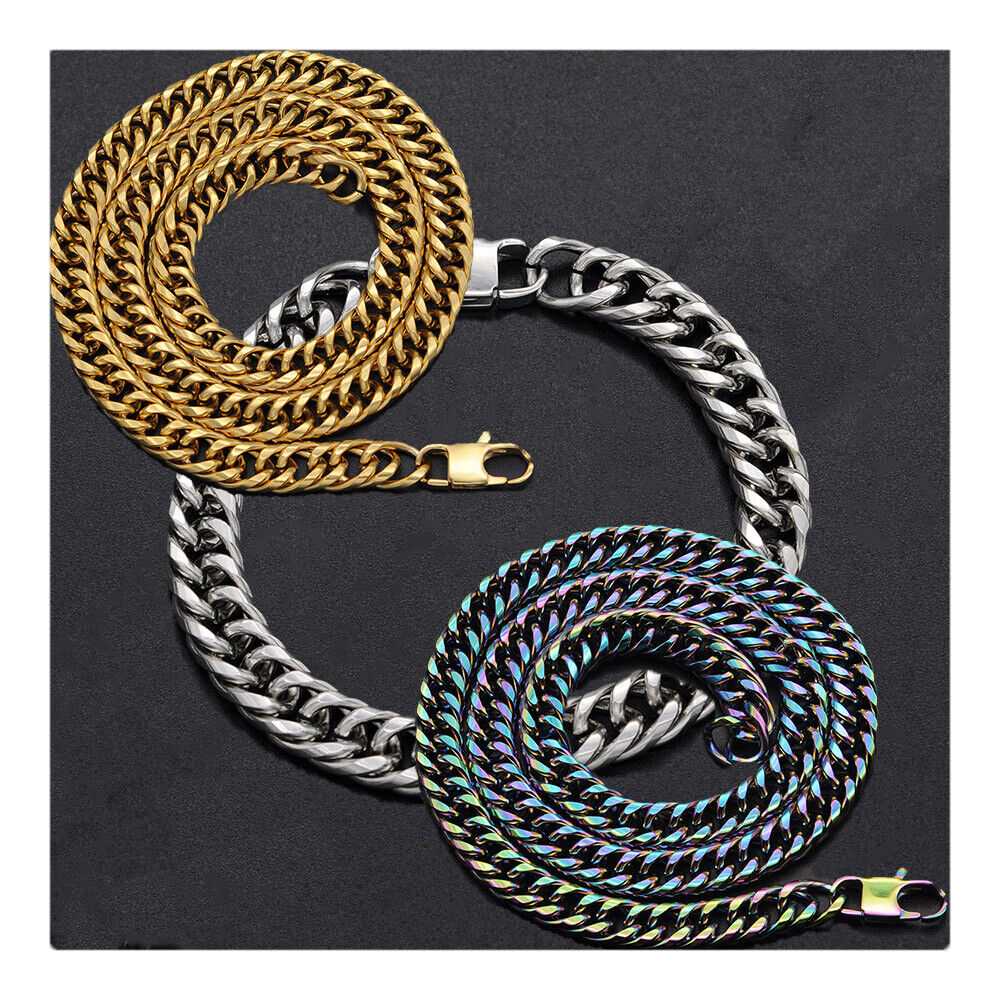 304 Stainless Steel Curb Twisted Chain Necklace Lobster Gold 18-26" 10mm A417