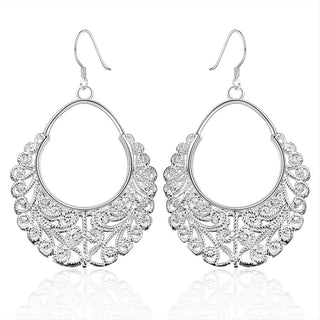 Sterling Silver Dangle Chandelier Hoop Pierced Earrings L158