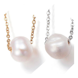 304 Stainless Steel Pendant Necklace Freshwater Pearl Bead Lobster Gold 17" A262