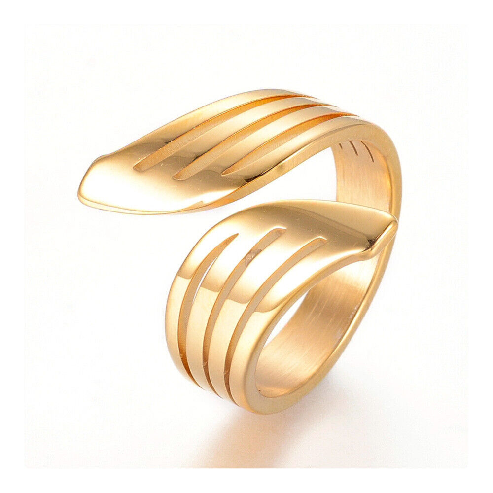 304 Stainless Steel Finger Rings Cuff Rings Gold Size 7 17mm A29