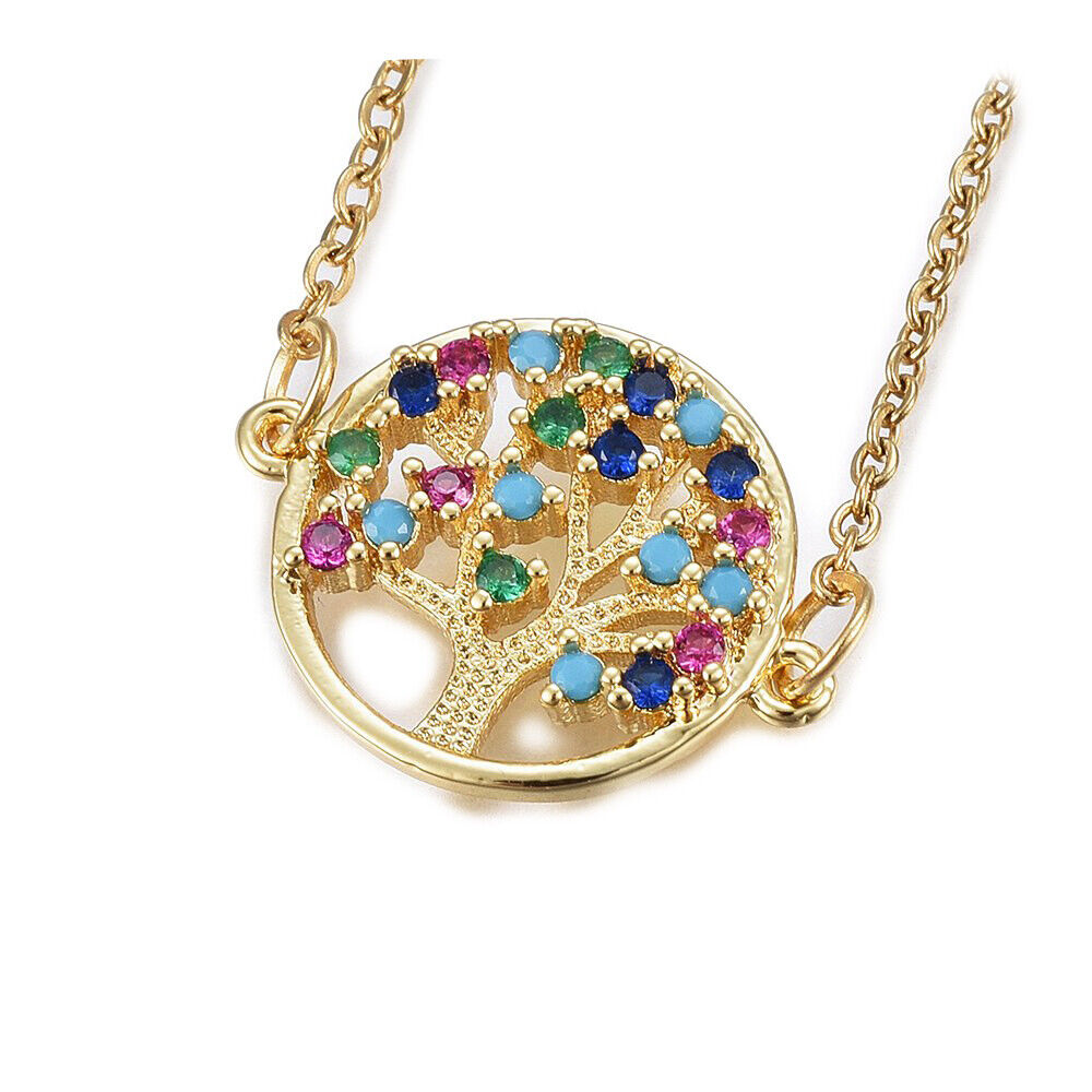 Stainless Steel Pendant Necklace Life Tree Gold 17.71 inches 45cm Z664