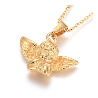 304 Stainless Steel Pendant Necklace Chain Lobster Angel Gold 17.5" 1.5mm A252