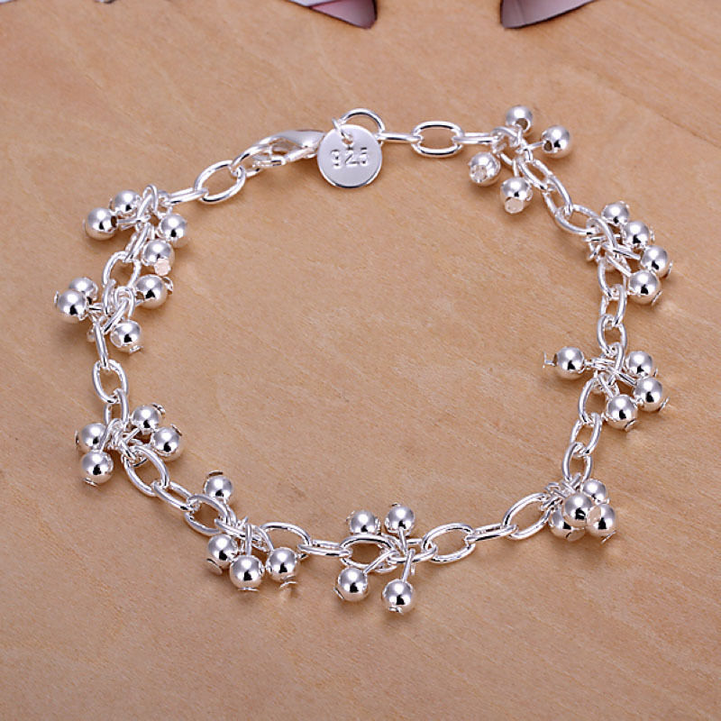 Women's Sterling Silver Plated Bracelet Beads Size 7.5 Inches 1.7MM lobster L17