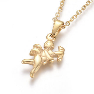 304 Stainless Steel Pendant Necklace Chain Lobster Angel Gold 17.5" 1.5mm A245