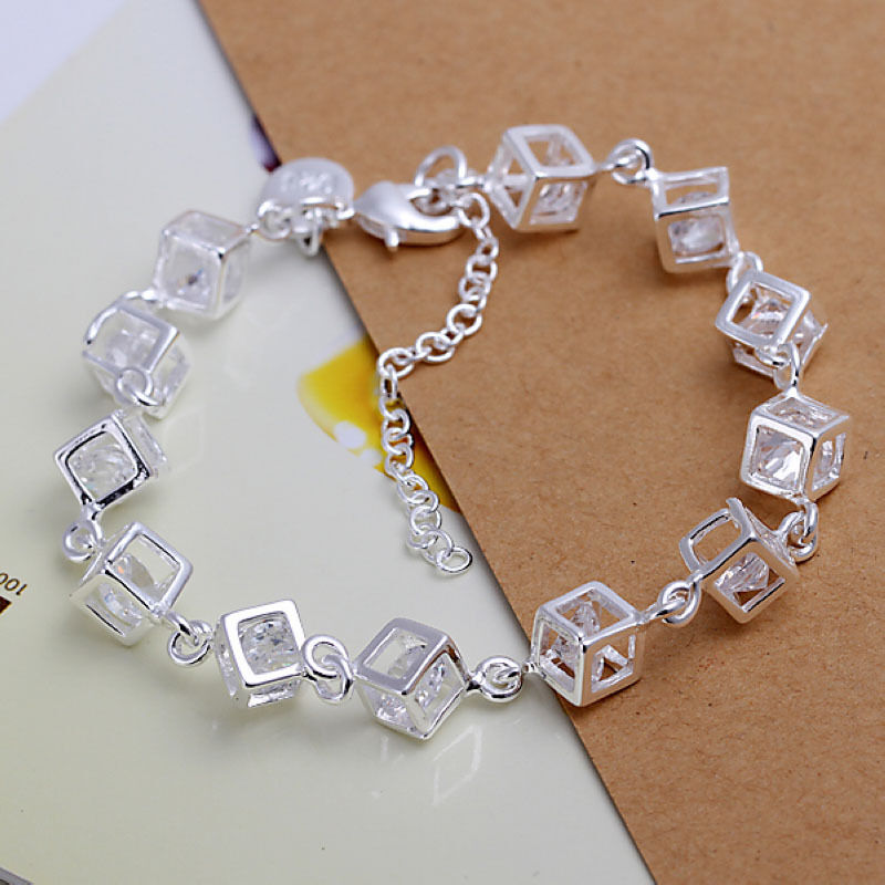 Unisex Women Sterling Silver Plated Beads Bracelet Size 8-9 Inches 9MM Lobster L11