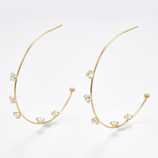 Cubic Zirconia Stud Earrings Real Gold 48x48.5x4.5mm 0.7mm P217