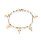 Copy of 304 Stainless Steel Charm Bracelet Lobster Cross Gold 8.2" 3mm  A84