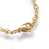 Copy of 304 Stainless Steel Charm Bracelet Lobster Cross Gold 8.2" 3mm  A84