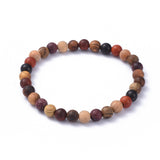 Copy of Stretch Bracelets Set Wood Beads Non-Magnetic Hematite Beads Burlap 3pcs  P682