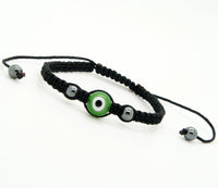 Copy of Copy of Evil Eye GOOD LUCK Bracelet Glass Green Adjustable size Nylon Cord