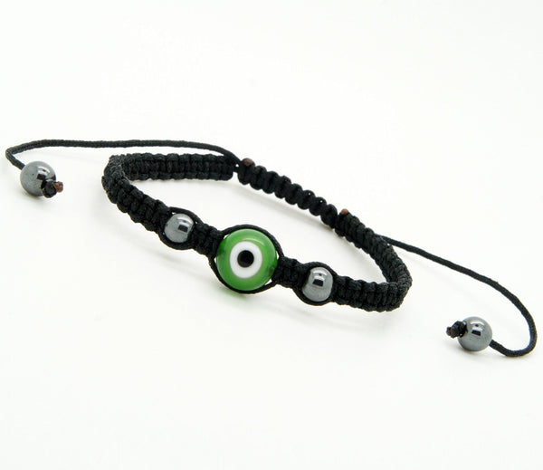 Copy of Evil Eye GOOD LUCK Bracelet Glass Green Adjustable size Nylon Cord