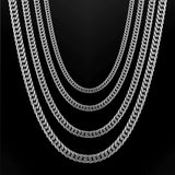 16-36" Stainless Steel Silver Cuban Chain Men Womens Necklace 3/5/7/9/11mm Lobster Clasp N72