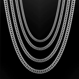 16-36" Stainless Steel Silver Cuban Chain Men Womens Necklace 3/5/7/9/11mm Lobster Clasp N72