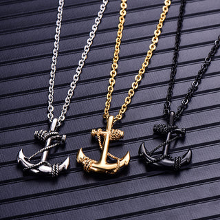 Stainless Steel Pendant Necklace Pirate Anchor Antique Silver Gold 23.5" A257