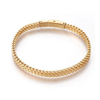 304 Stainless Steel Mesh Bracelet Bayonet Clasp Gold 8.5" 6x3.5mm  A111