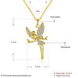 Rose Gold Platinum Plated Necklace Pendant Tinkerbell Wings Fairy 20" B333