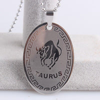 Stainless Steel Pendant Twelve Astrology Zodiac Sign Necklace 22" B170