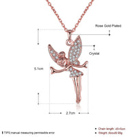 Rose Gold Platinum Plated Necklace Pendant Tinkerbell Wings Fairy 20" B333