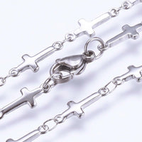 Copy of 304 Stainless Steel Chain Necklace Lobster Ion Plating Cross Gold 17.5"  A423