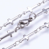 Copy of 304 Stainless Steel Chain Necklace Lobster Ion Plating Cross Gold 17.5"  A423