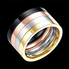 Stainless Steel Band Wedding Ring Black Rose Gold Plated Silver Women B425