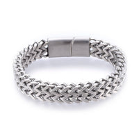 304 Stainless Steel Bracelet Rushed Magnetic Clasp Antique Silver 8.5" 12mm A106