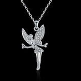 Rose Gold Platinum Plated Necklace Pendant Tinkerbell Wings Fairy 20" B333