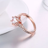 Rose Gold Plated Fashion Halo Green AAA Zirconia Ring B490