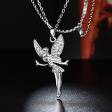 Rose Gold Platinum Plated Necklace Pendant Tinkerbell Wings Fairy 20" B333