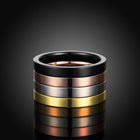 Stainless Steel Band Wedding Ring Black Rose Gold Plated Silver Women B425
