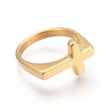 304 Stainless Steel Finger Rings Cross Gold Black Silver Size 7-12 17-21mm  A47