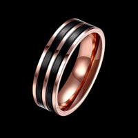 Stainless Steel Band Wedding Ring Rose Gold  Plated Mens Unisex B447