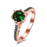 Rose Gold Plated Fashion Halo Green AAA Zirconia Ring B490