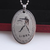 Stainless Steel Pendant Twelve Astrology Zodiac Sign Necklace 22" B170