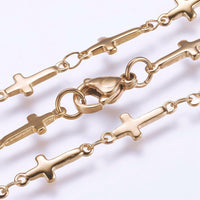 Copy of 304 Stainless Steel Chain Necklace Lobster Ion Plating Cross Gold 17.5"  A423