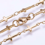 Copy of 304 Stainless Steel Chain Necklace Lobster Ion Plating Cross Gold 17.5"  A423