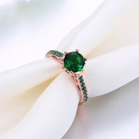 Rose Gold Plated Fashion Halo Green AAA Zirconia Ring B490