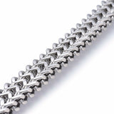 304 Stainless Steel Bracelet Rushed Magnetic Clasp Antique Silver 8.5" 12mm A106