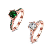 Rose Gold Plated Fashion Halo Green AAA Zirconia Ring B490