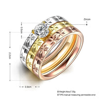 Stainless Steel Band Wedding Set Ring  Rose Gold Plated  Zirconia Women B435