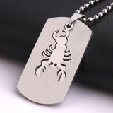 Stainless Steel Pendant Square tags Astrology Zodiac Sign Necklace B162