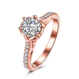 Rose Gold Plated Fashion Halo Green AAA Zirconia Ring B490